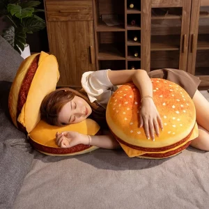 New Cute Creative Burger Plush Toy Soft Padded Plush Cushion Hamburger Pillow Sofa Chair Cushion Boys Girls Kids Birthday Gift